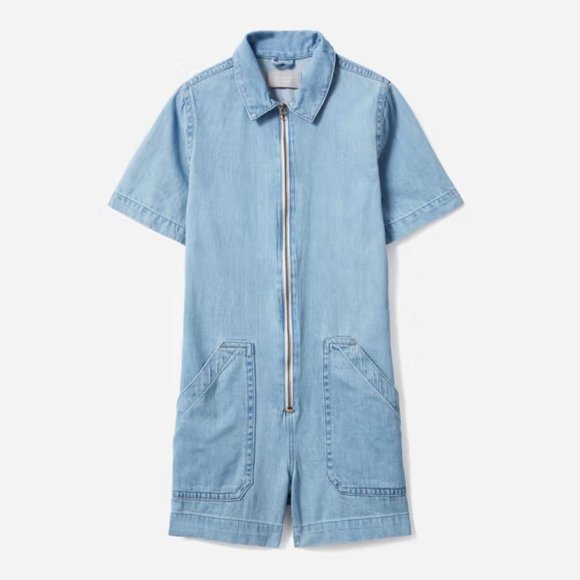 Everlane Denim Short Coverall Jumpsuit - Picture 2 of 8
